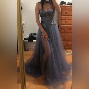 Smoky Blue Formal Prom Gala Dress